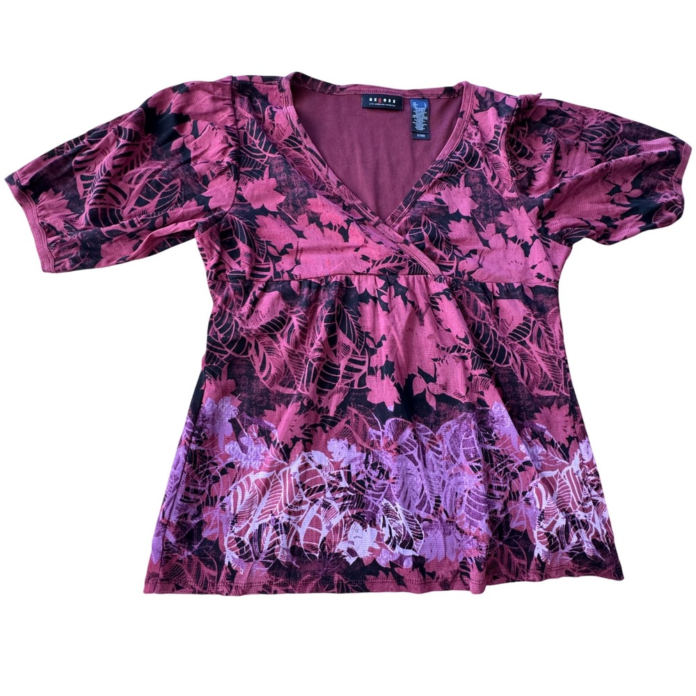 Y2K Axcess Floral Mesh Overlay Top Women Size L Purple Fairy Grunge Indie Sleaze